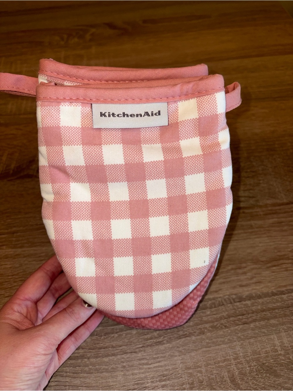 KitchenAid Kids Pink Checkered Oven Mitt